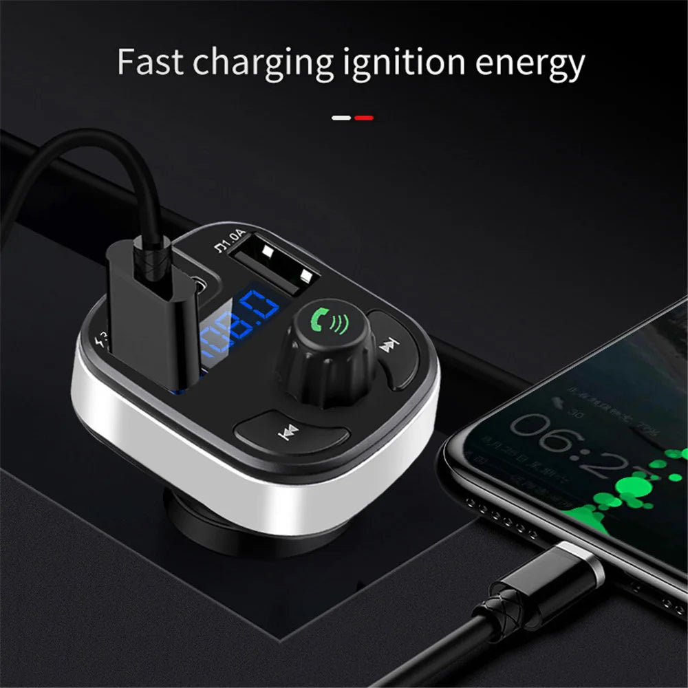 Car Bluetooth 5.0 FM Transmitter Dual USB 3.1A Fast Charger Car LED MP3 Modulator Player Wireless Handsfree Audio Receiver