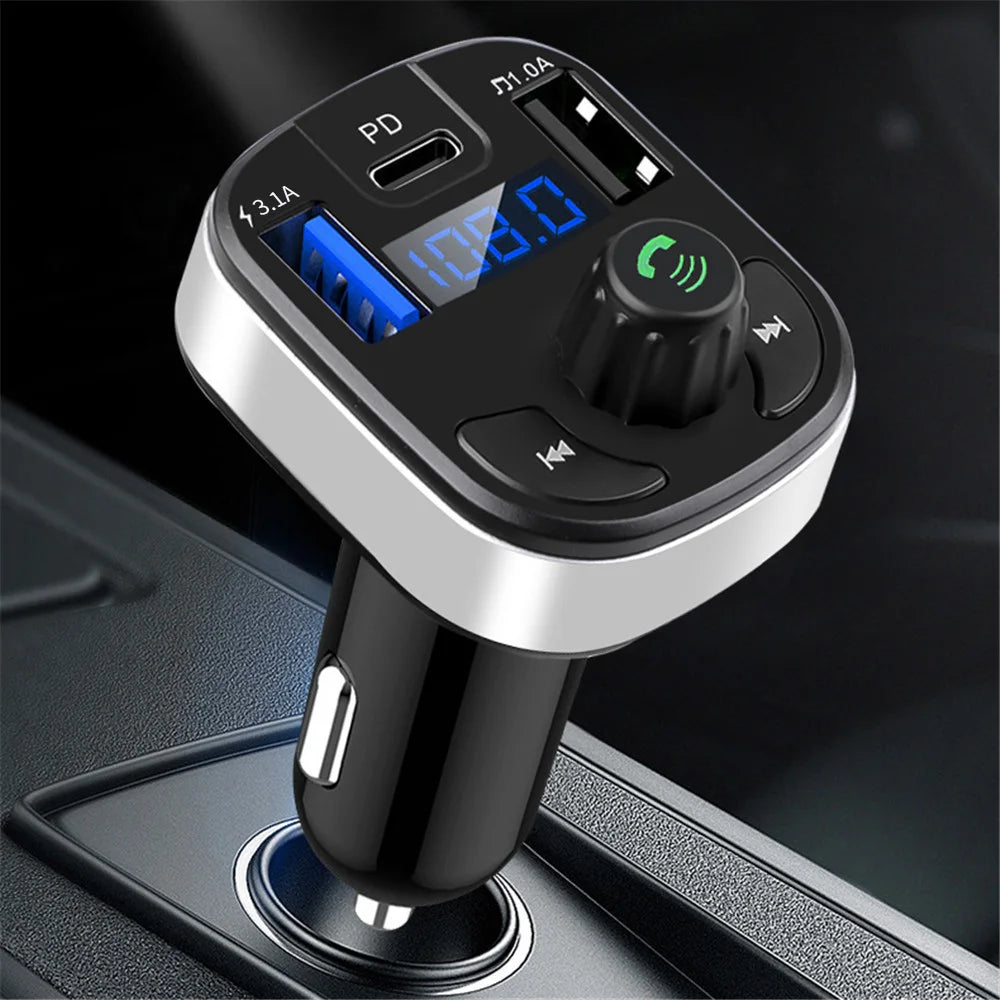 Car Bluetooth 5.0 FM Transmitter Dual USB 3.1A Fast Charger Car LED MP3 Modulator Player Wireless Handsfree Audio Receiver