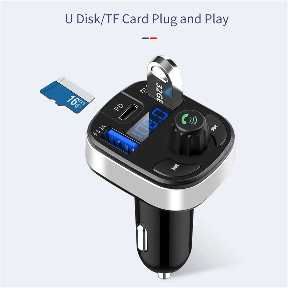 Car Bluetooth 5.0 FM Transmitter Dual USB 3.1A Fast Charger Car LED MP3 Modulator Player Wireless Handsfree Audio Receiver