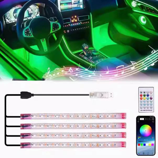 Flexible EL Wire Lights With App Control Ambient Atmosphere Strip Light Decorative Lamps 12V Car Interior Neon RGB Led Strip